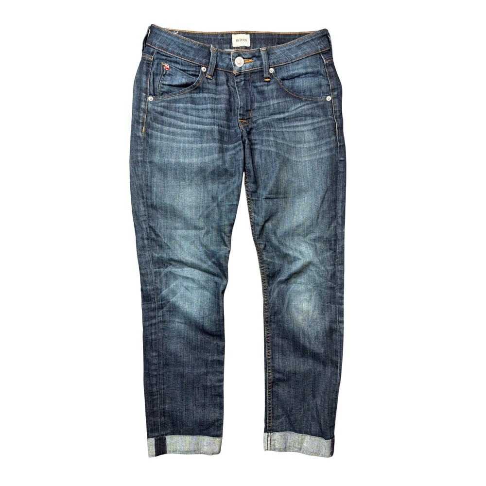 Hudson Jeans Womens 27 Bacara Crop Straight Cuffed Blue Flap Pocket Denim